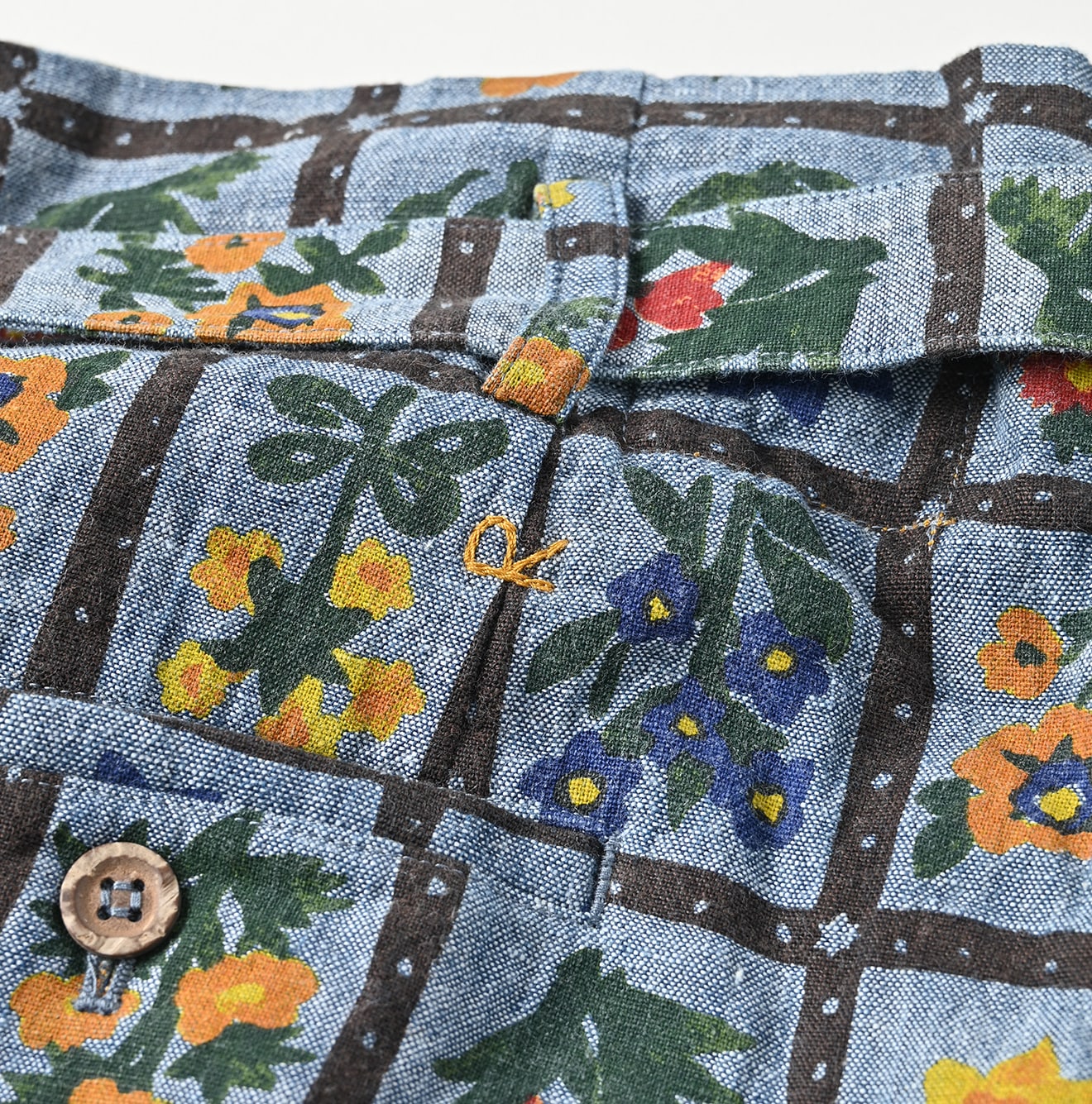 Dungaree Khadi Fleur Chambre Print Wrapped Skirt Detail