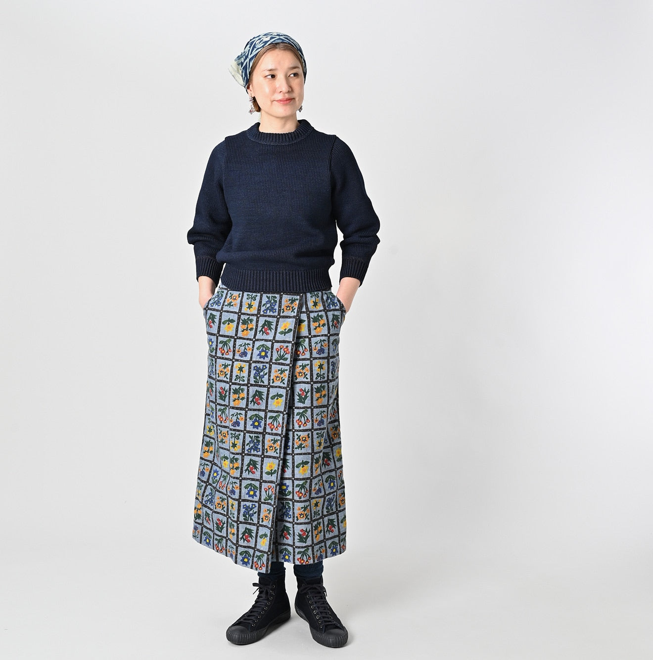 Dungaree Khadi Fleur Chambre Print Wrapped Skirt Female Model