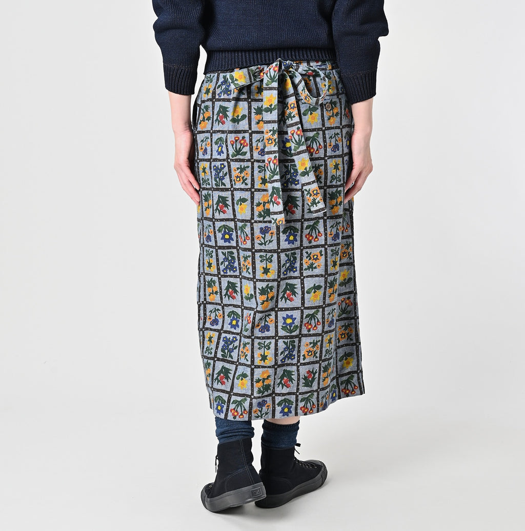 Dungaree Khadi Fleur Chambre Print Wrapped Skirt Female Model