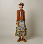 Bandana Paisley Print Tiered Frill Petit Skirt Female Model