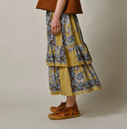 Bandana Paisley Print Tiered Frill Petit Skirt Female Model
