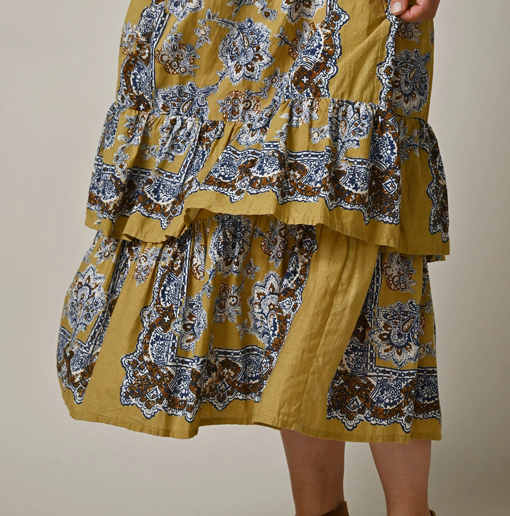 Bandana Paisley Print Tiered Frill Petit Skirt Detail