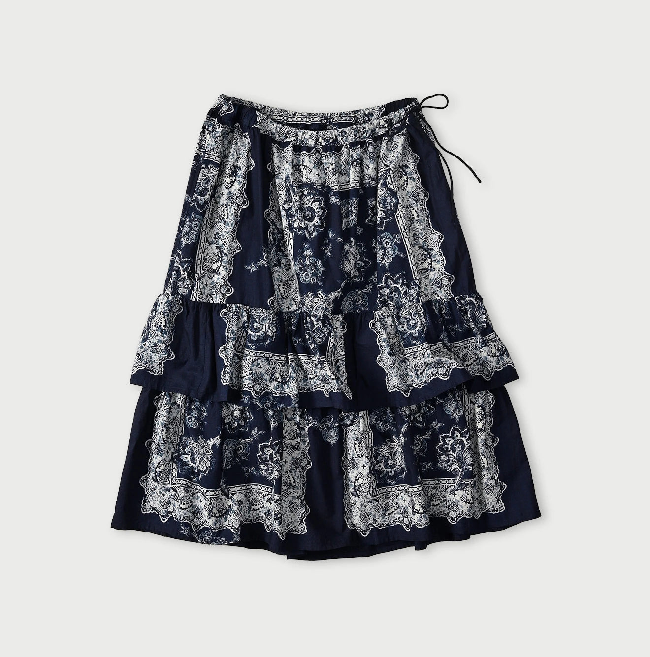 Indigo Bandana Paisley Print Tiered Frill Petit Skirt