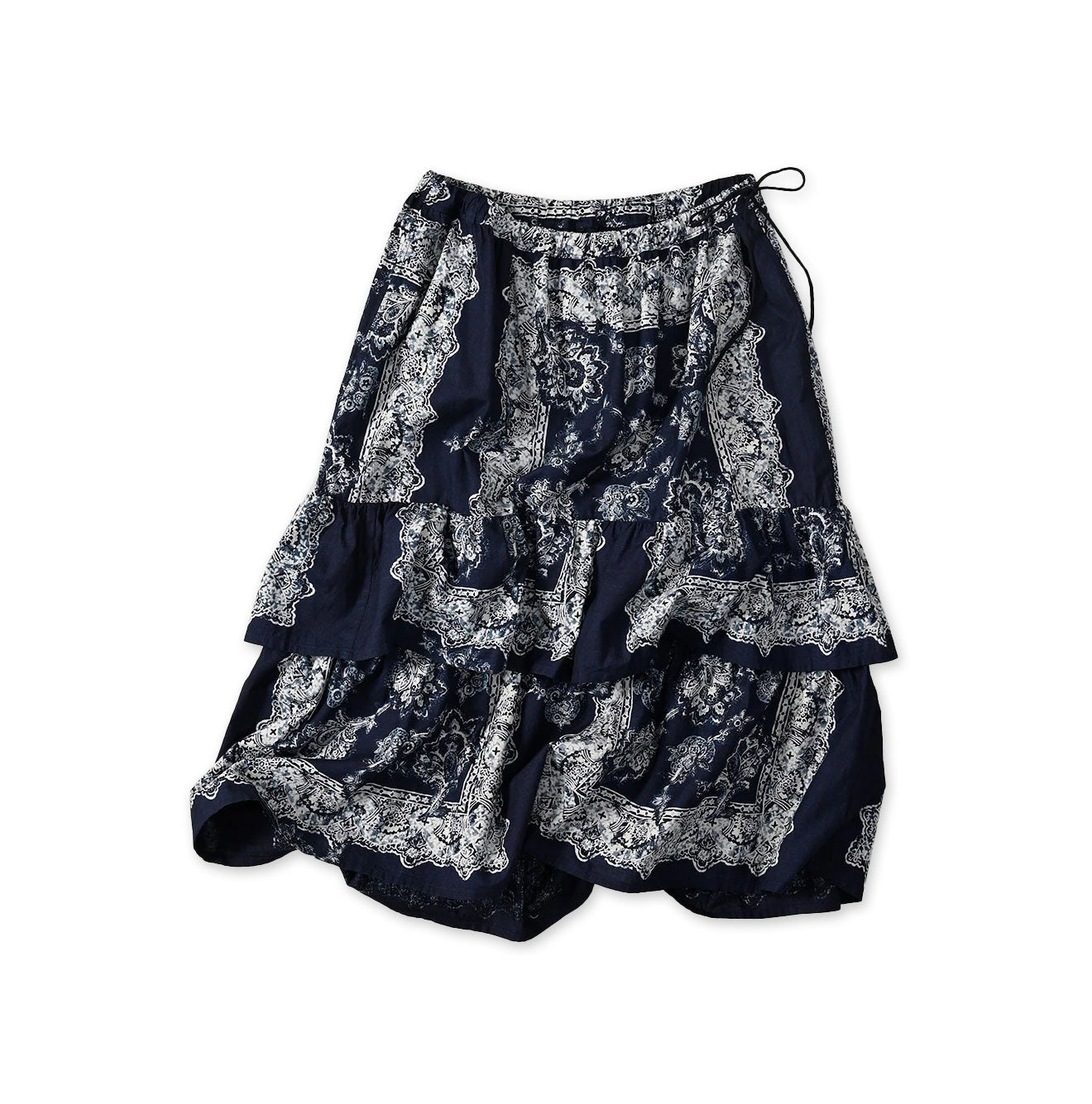Indigo Bandana Paisley Print Tiered Frill Petit Skirt