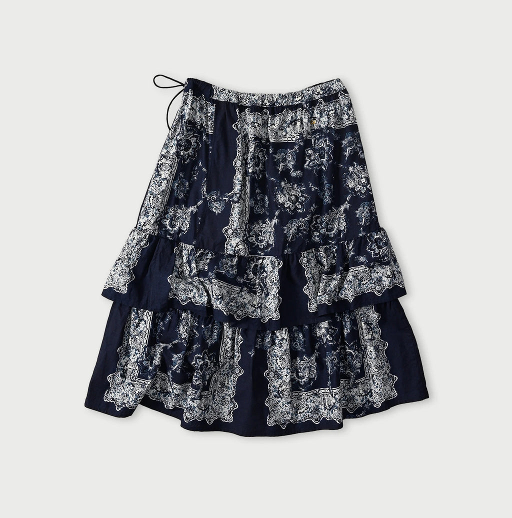 Indigo Bandana Paisley Print Tiered Frill Petit Skirt Back