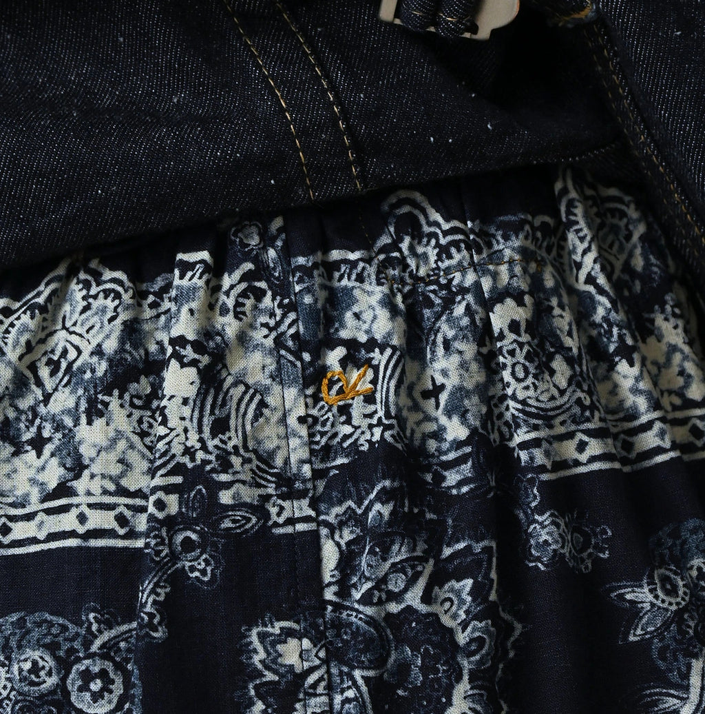 Indigo Bandana Paisley Print Tiered Frill Petit Skirt Detail