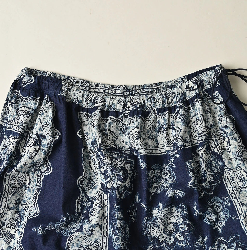 Indigo Bandana Paisley Print Tiered Frill Petit Skirt Detail