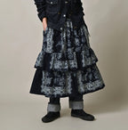 Indigo Bandana Paisley Print Tiered Frill Petit Skirt Female Model