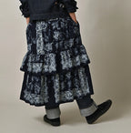 Indigo Bandana Paisley Print Tiered Frill Petit Skirt Female Model