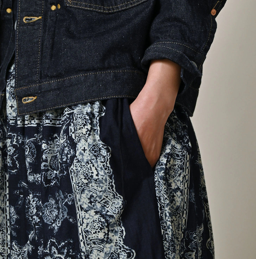Indigo Bandana Paisley Print Tiered Frill Petit Skirt Detail