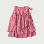 Gauze Gingham Guruguru Skirt Magenta Gingham