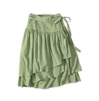 Gauze Gingham Guruguru Skirt Green Gingham