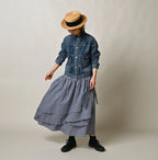 Gauze Gingham Guruguru Skirt Female Model