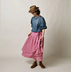 Gauze Gingham Guruguru Skirt Female Model