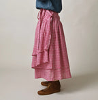 Gauze Gingham Guruguru Skirt Female Model