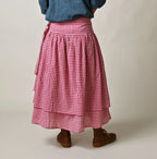 Gauze Gingham Guruguru Skirt Female Model