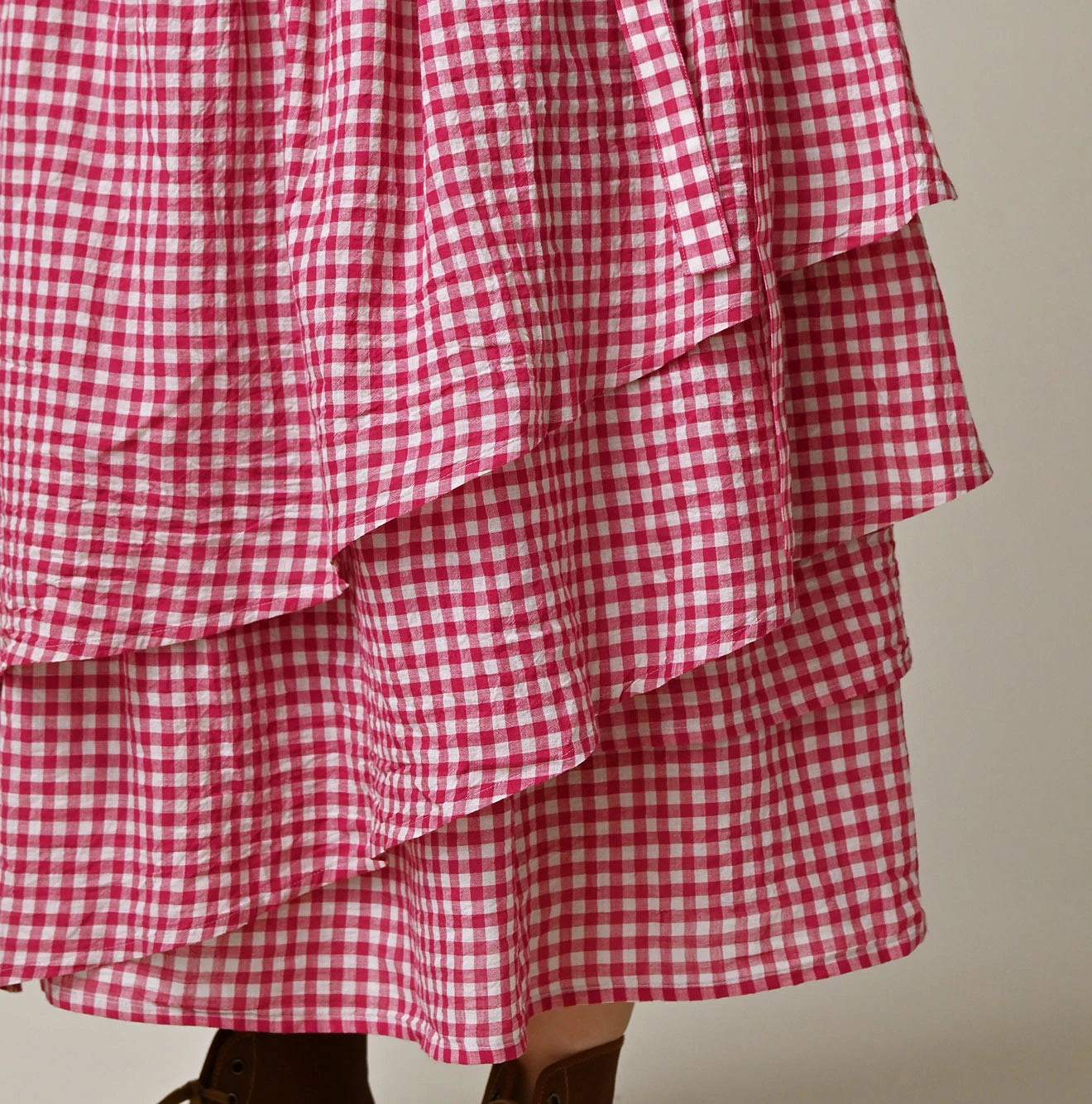 Gauze Gingham Guruguru Skirt Detail