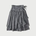 Indigo Gauze Gingham Guruguru Skirt