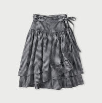 Indigo Gauze Gingham Guruguru Skirt