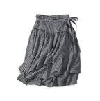 Indigo Gauze Gingham Guruguru Skirt