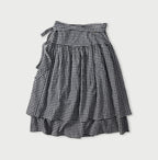 Indigo Gauze Gingham Guruguru Skirt Back