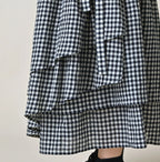 Indigo Gauze Gingham Guruguru Skirt Detail