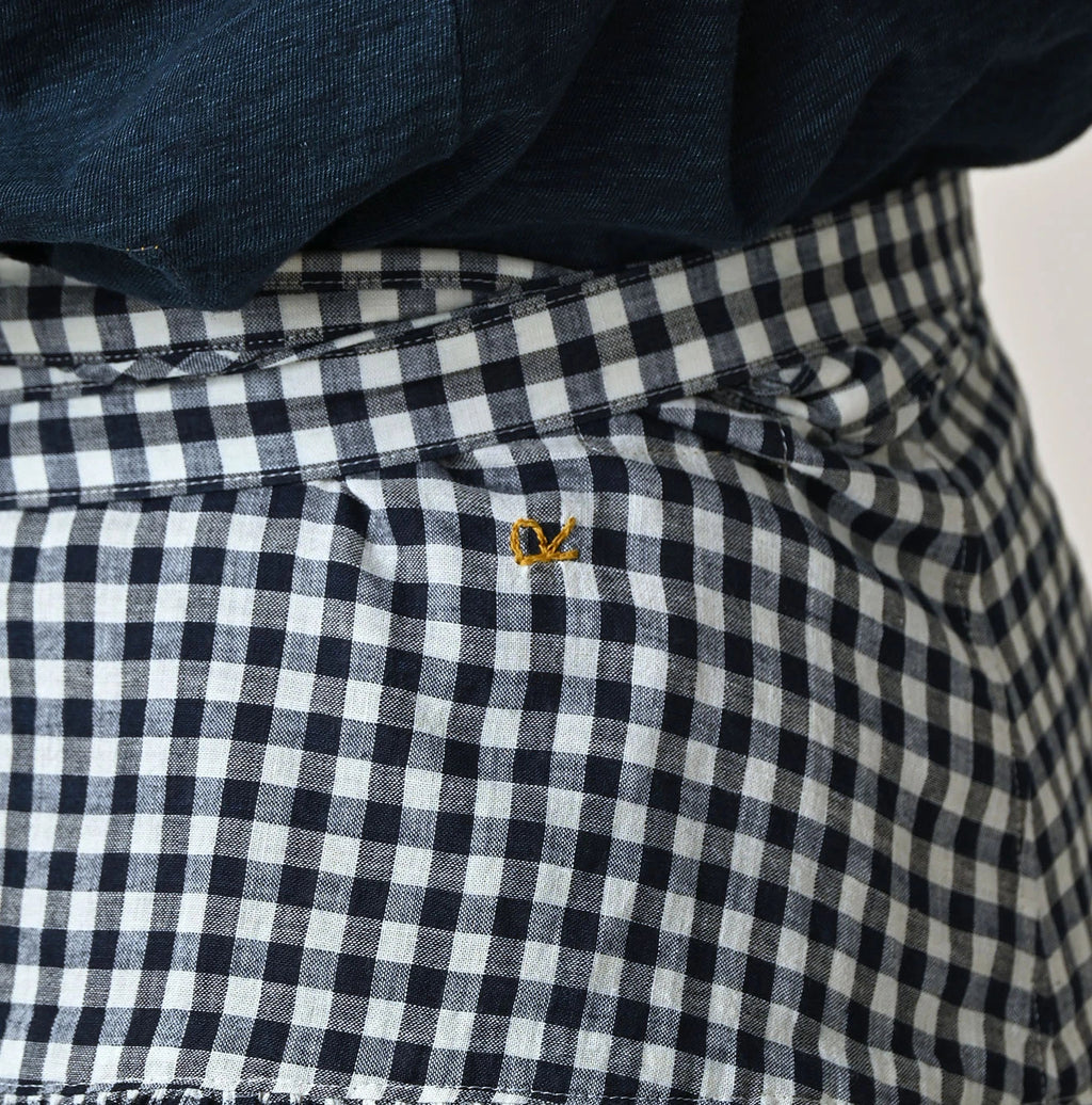 Indigo Gauze Gingham Guruguru Skirt Detail