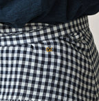 Indigo Gauze Gingham Guruguru Skirt Detail