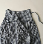 Indigo Gauze Gingham Guruguru Skirt