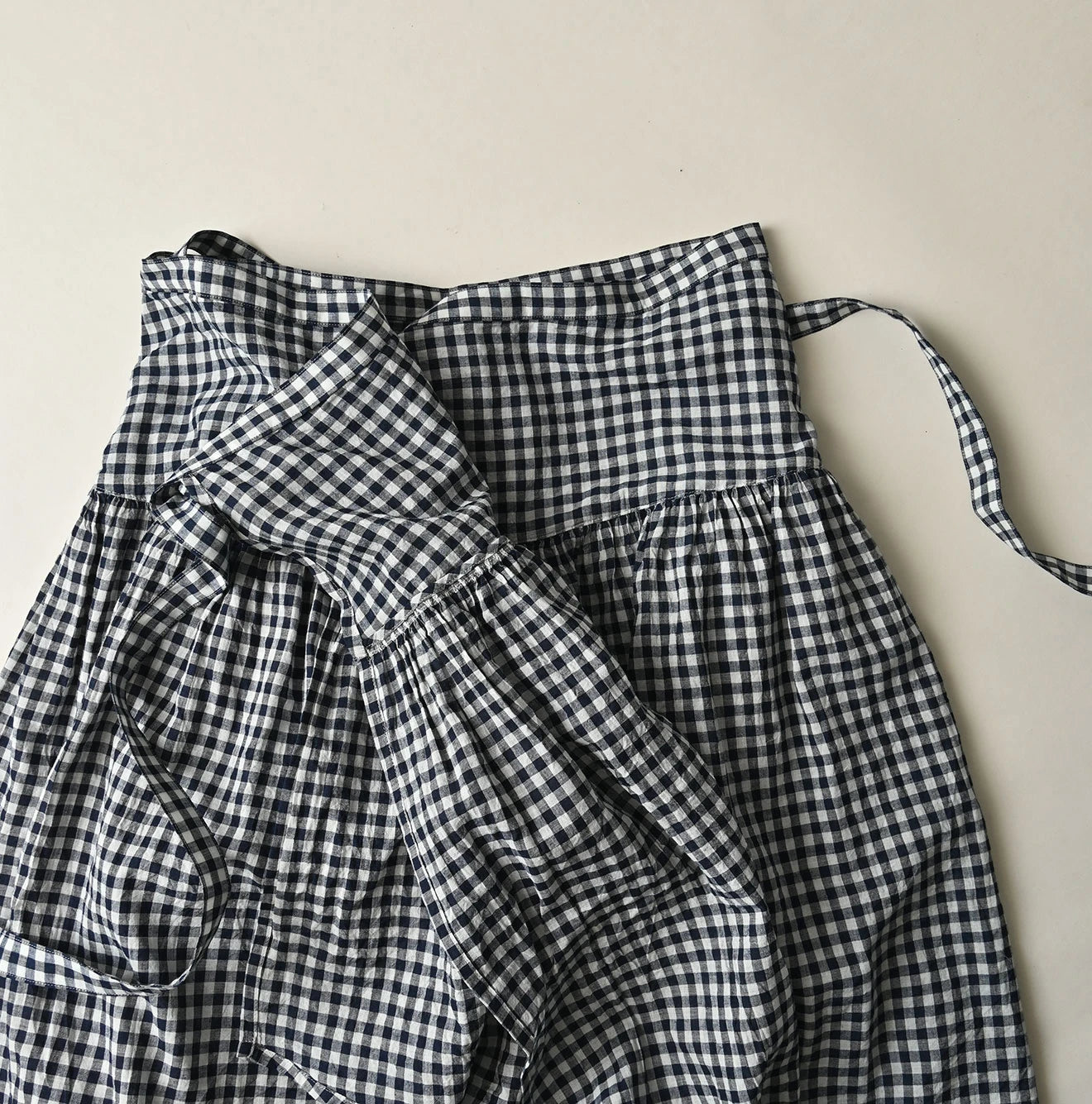Indigo Gauze Gingham Guruguru Skirt
