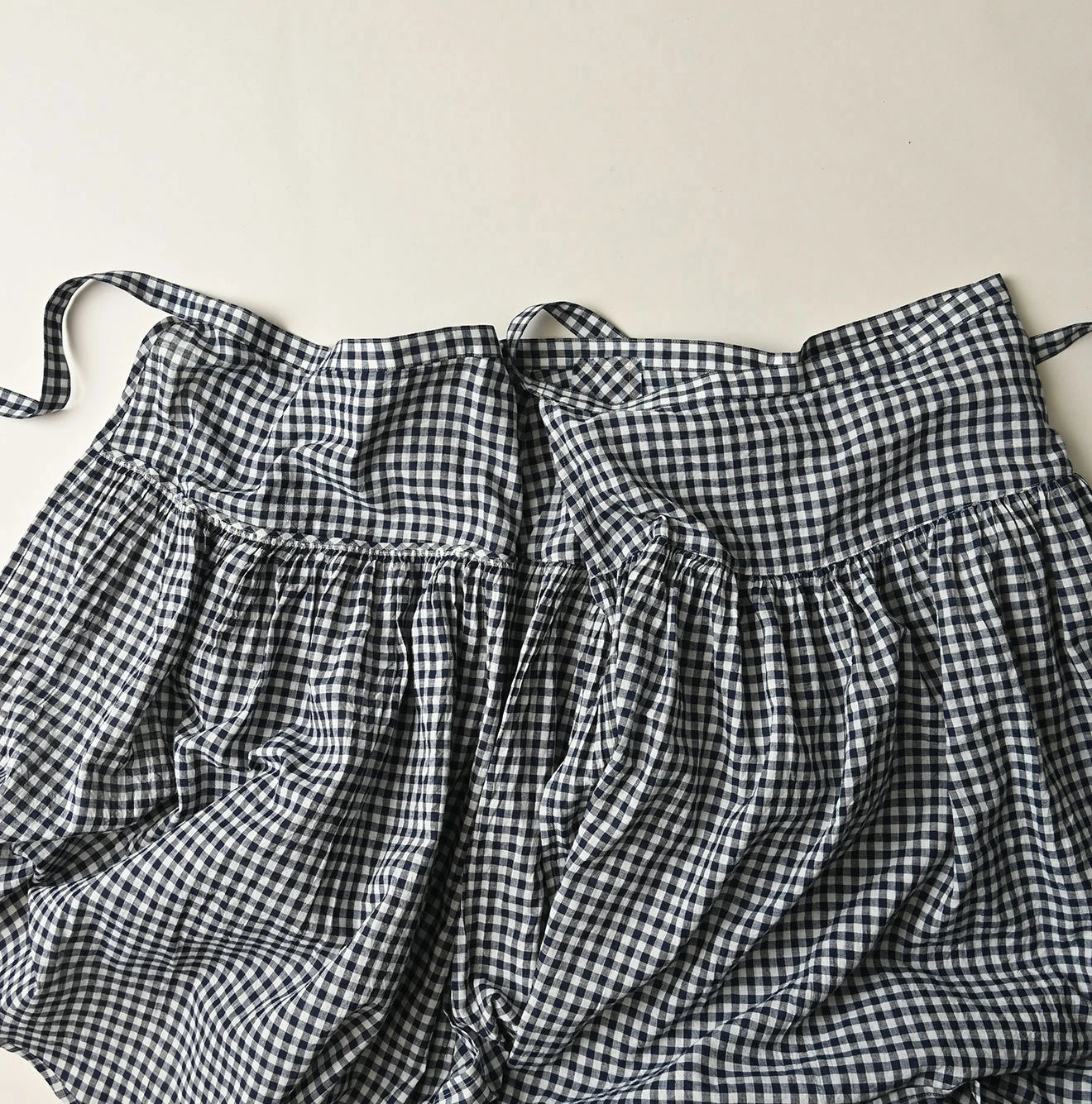 Indigo Gauze Gingham Guruguru Skirt