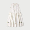 Indian Linen Beads Embroidery Dress White