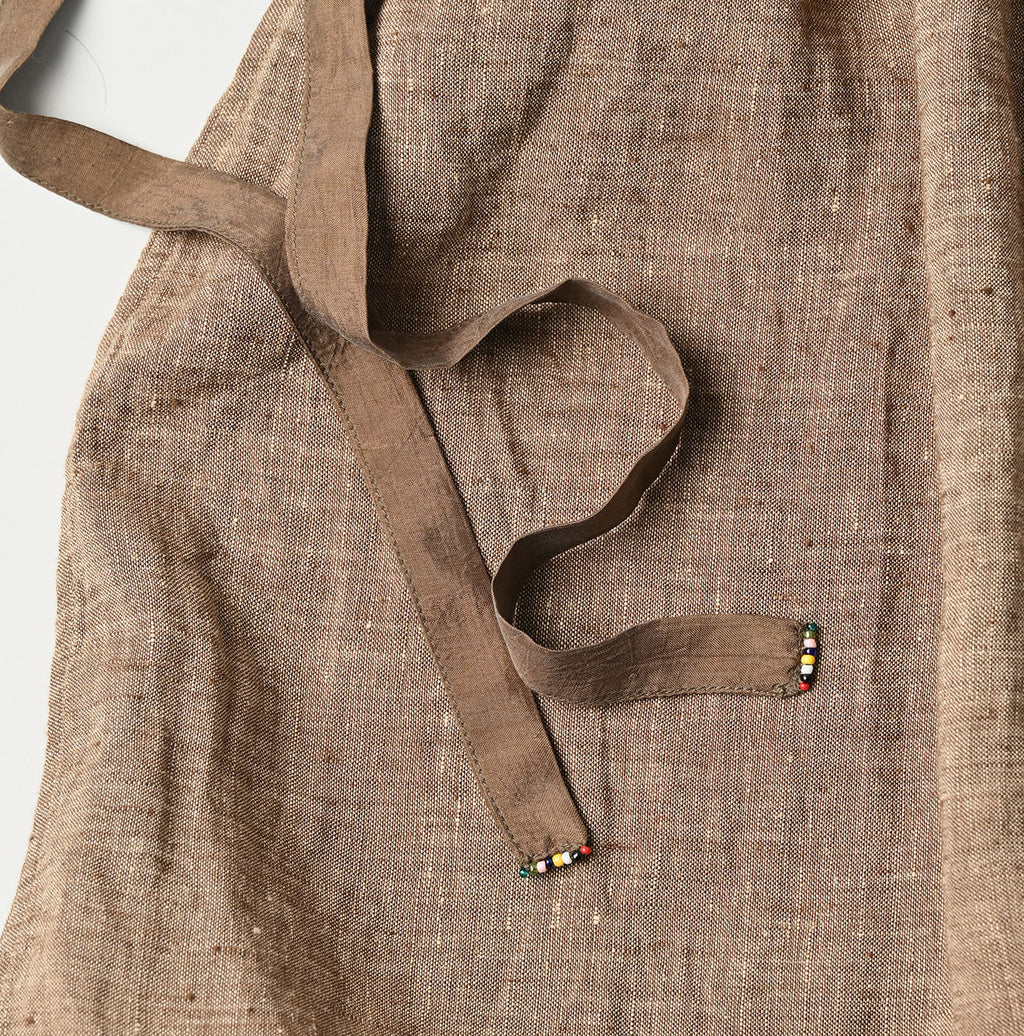 Indian Linen Beads Embroidery Dress Sumi Detail