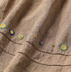 Indian Linen Beads Embroidery Dress Sumi Detail