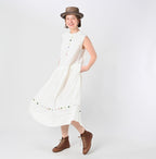 Indian Linen Beads Embroidery Dress Sumi Female Model