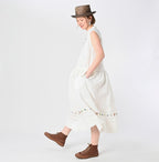 Indian Linen Beads Embroidery Dress Sumi Female Model