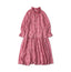 Gauze Gingham Frill Collar Dress Magenta Gingham