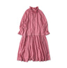 Gauze Gingham Frill Collar Dress Magenta Gingham