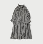 Gauze Gingham Frill Collar Dress