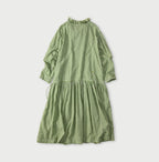 Gauze Gingham Frill Collar Dress Back