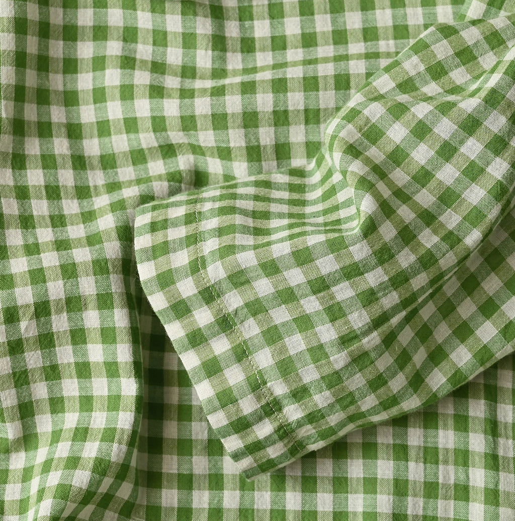 Gauze Gingham Frill Collar Dress Detail
