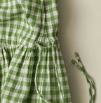 Gauze Gingham Frill Collar Dress Detail