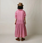 Gauze Gingham Frill Collar Dress Female Model