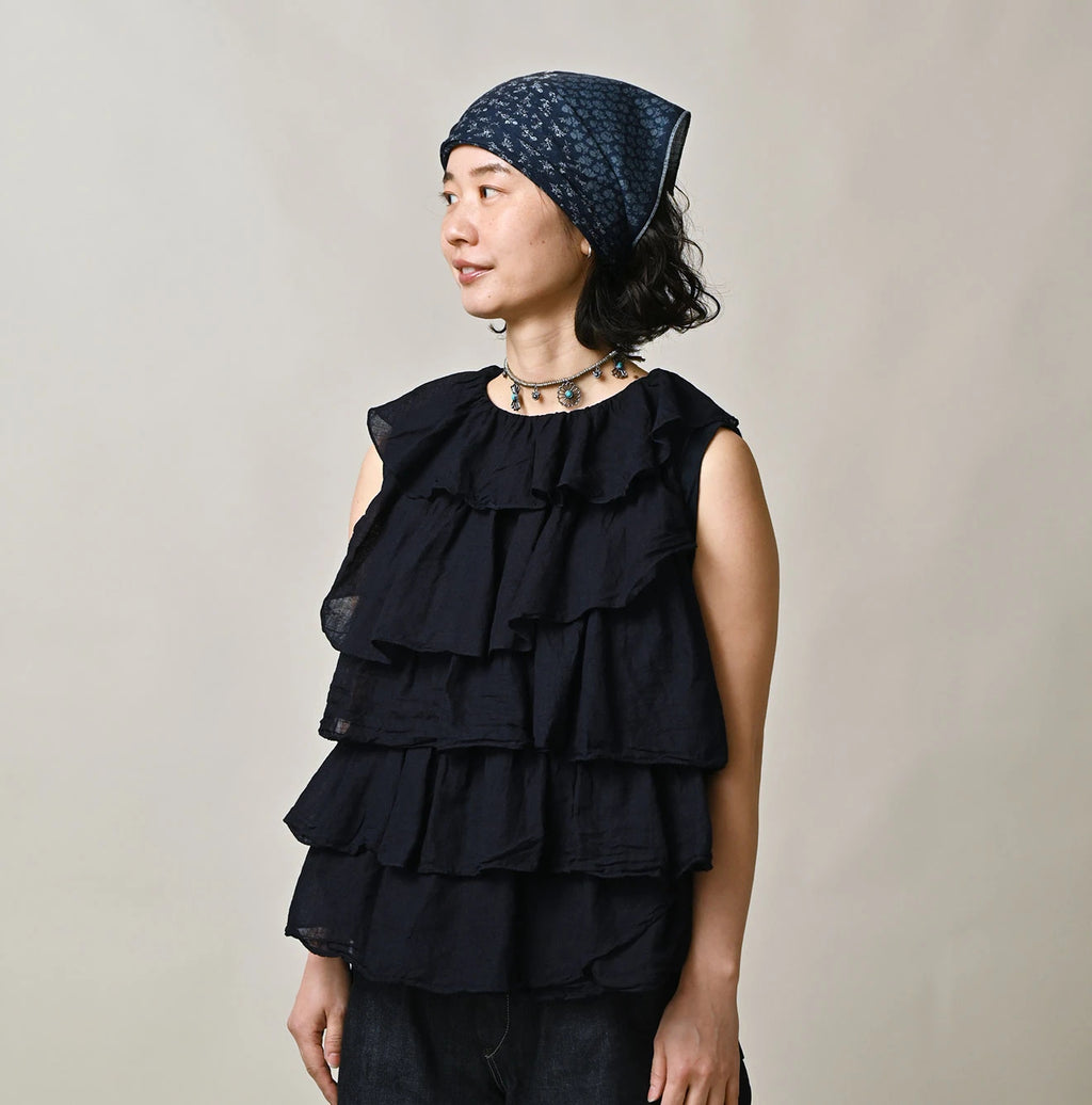 Indigo Tenjiku x Gauze Frill Camisole Female Model