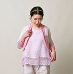 Sakura Gradation Dyed Super Gauze Bolero Femala Model