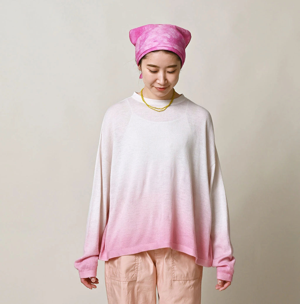 Sakura Gradation Dyed Gauze M Shirt Female Model