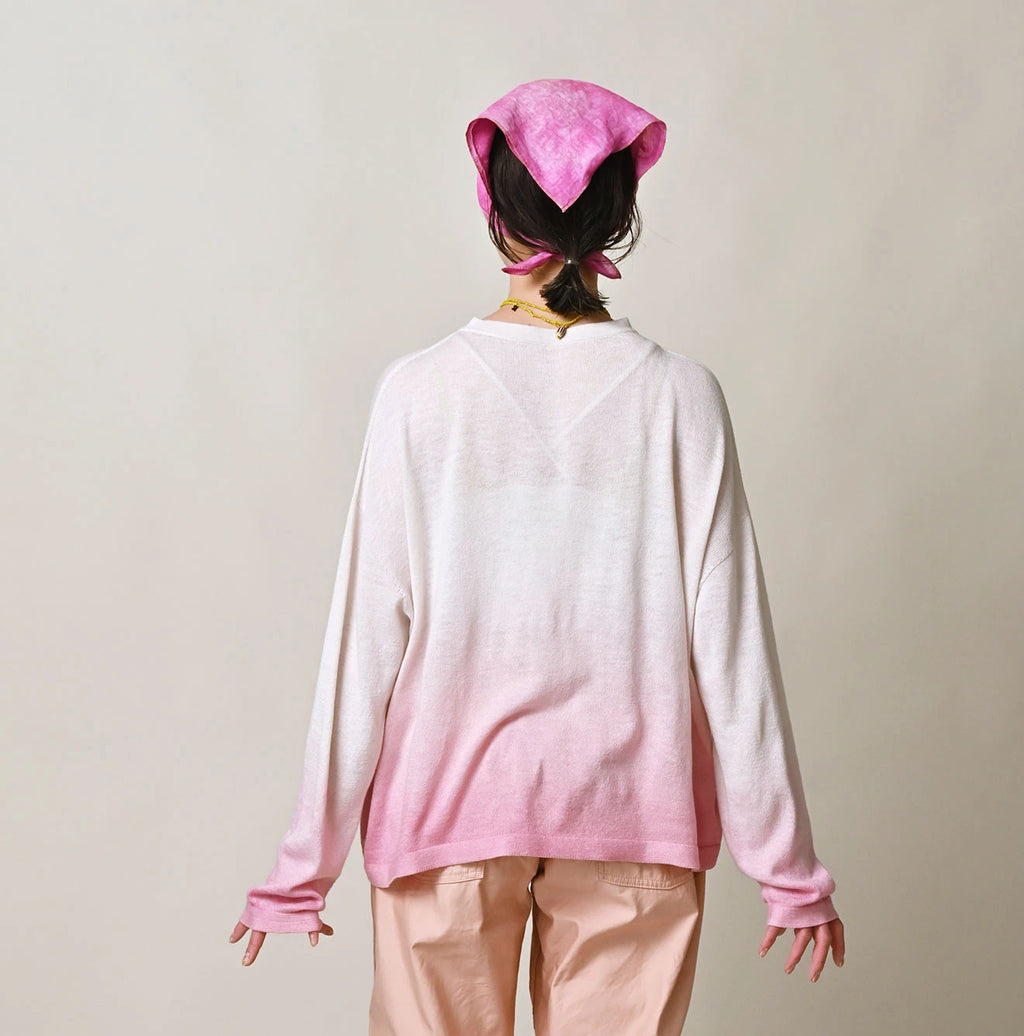 Sakura Gradation Dyed Gauze M Shirt Female Model