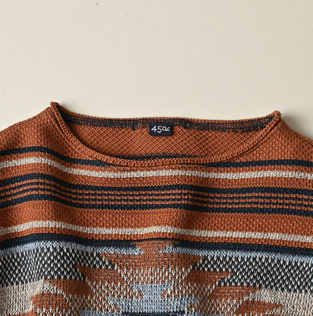 Indigo Native Gima Jacquard M Sweater Detail