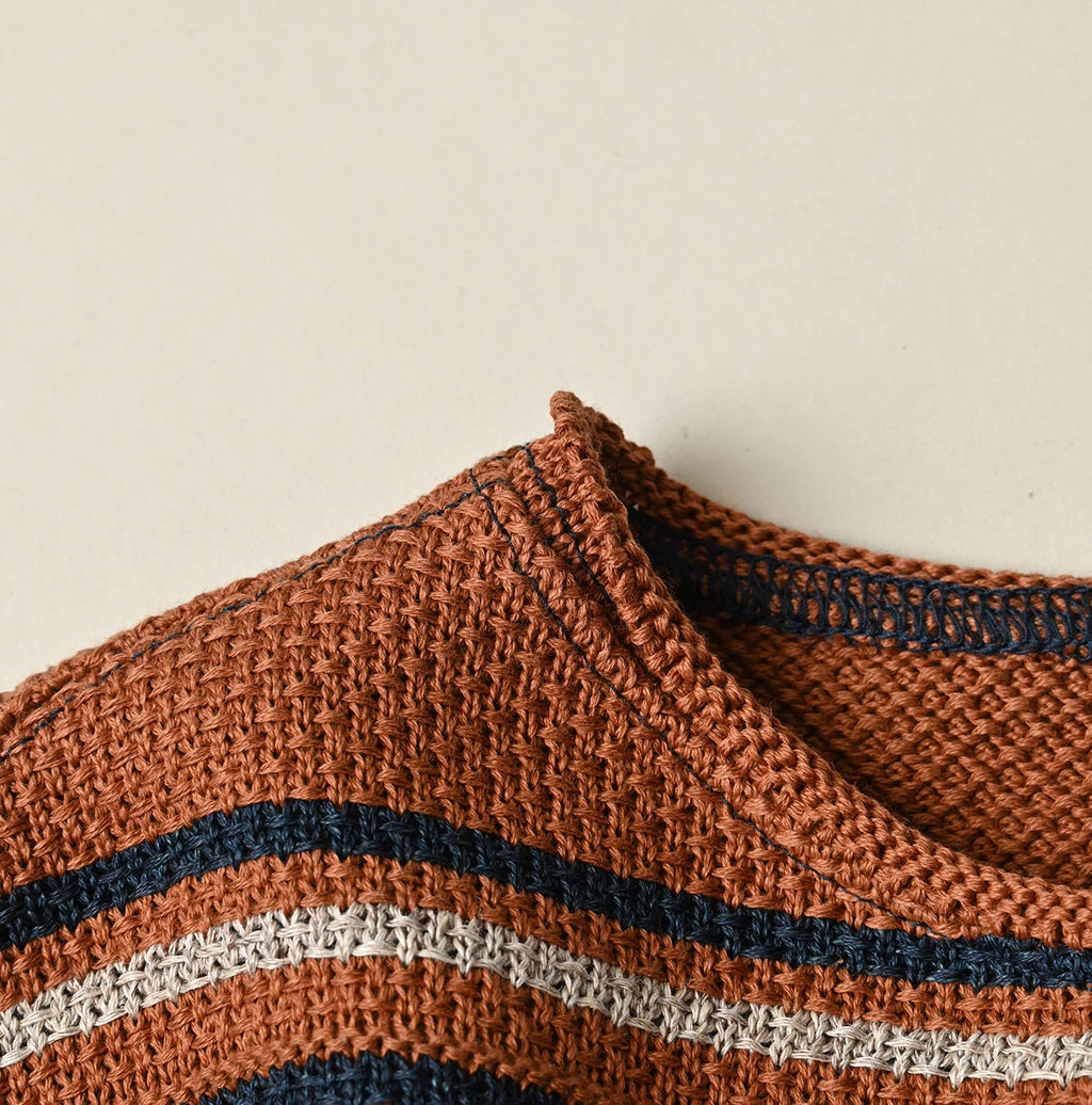 Indigo Native Gima Jacquard M Sweater Detail