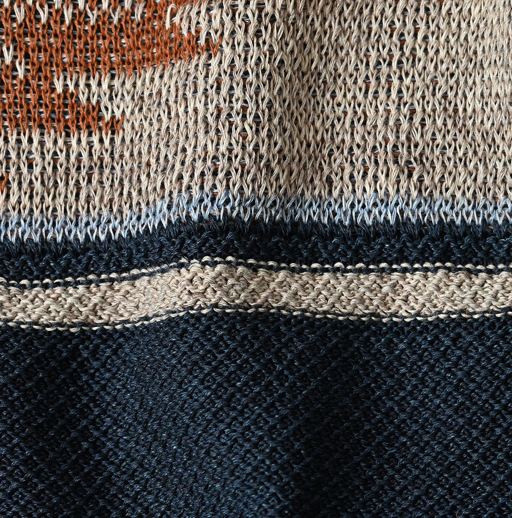 Indigo Native Gima Jacquard M Sweater Detail